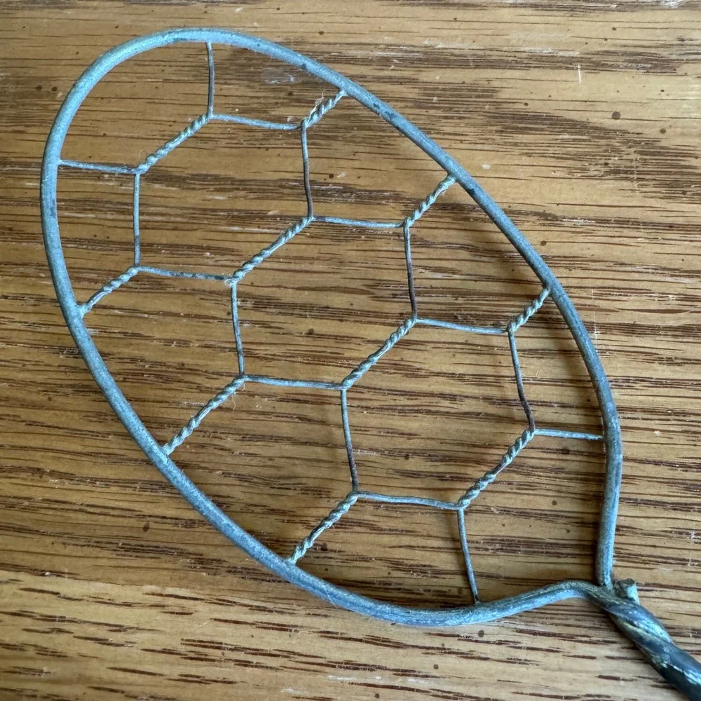 Antique Primitive Twisted Wire Mesh Skimmer Strainer‎ Spoon Rustic Farmhouse